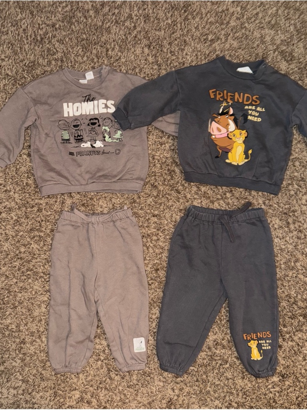 Kids' Crewneck Sweatshirt and Jogger Set - Grey and Charcoal -18 month